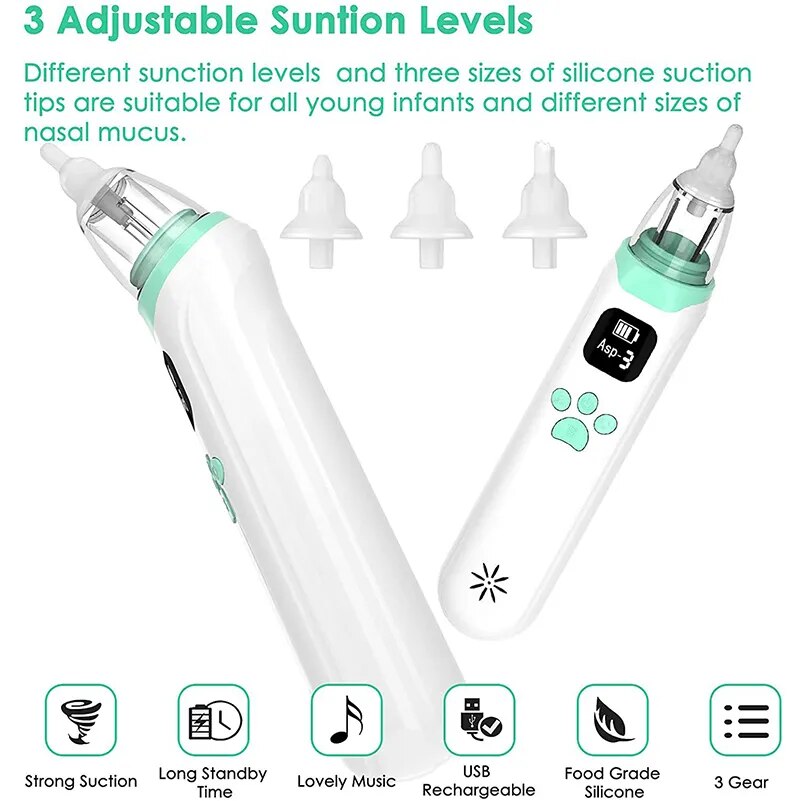 Electric Nasal Vacuum Cleaner Nasal Aspirator Newborn Hygiene Kit Mucus Runny Nose Inhaler teenager Healthy Care Stuff