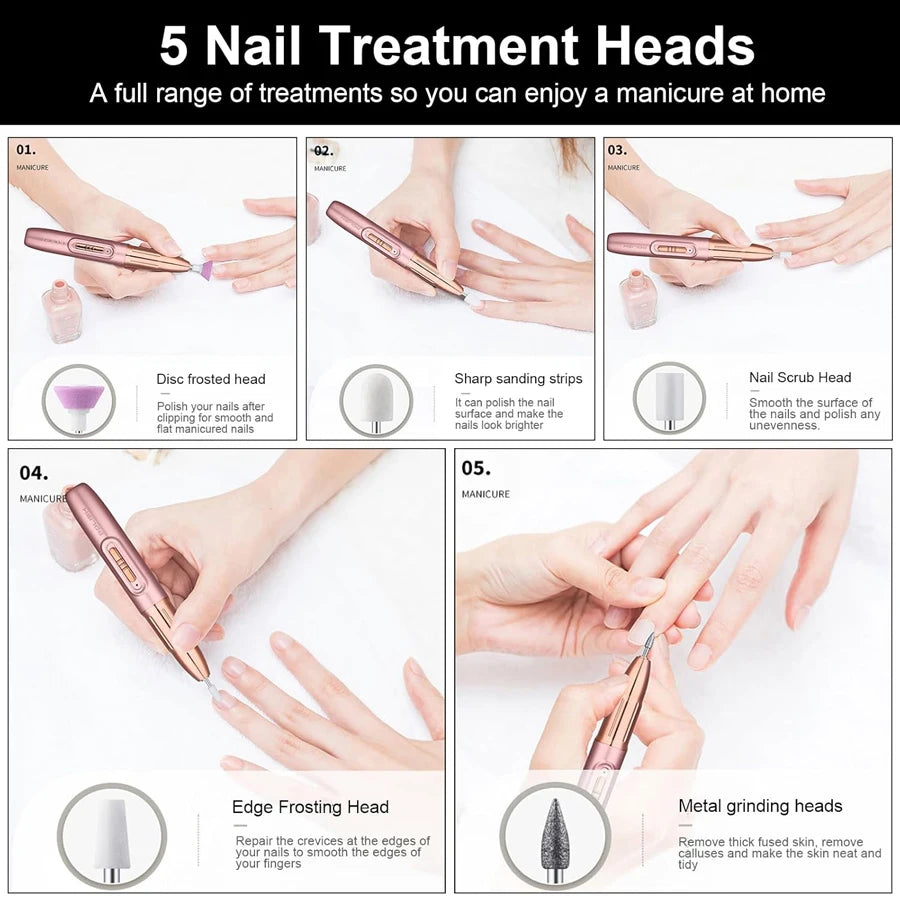 Rechargeable Electric Nail File for Beginner Portable Electric Nail Drill for Home Manicure