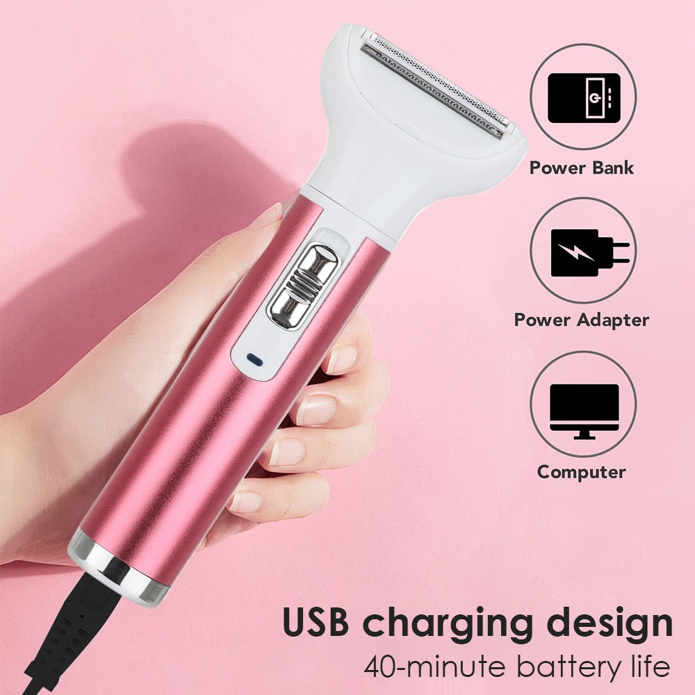 5 in 1 Electric Hair Remover Rechargeable Lady Shaver Nose Hair Trimmer Eyebrow Shaper Leg Armpit Bikini Trimmer Women Epilator