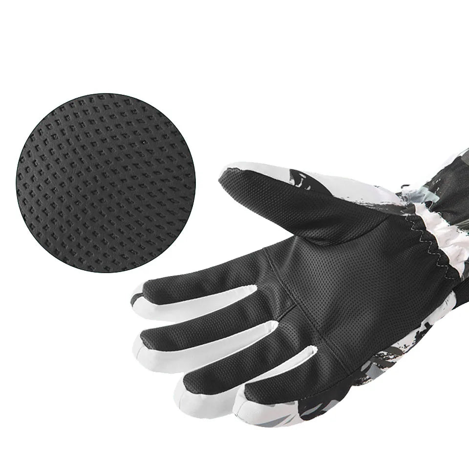 Winter Snowboard Ski Gloves PU Leather Non-slip Touch Screen Waterproof Motorcycle Cycling Fleece Warm Snow Gloves Unisex