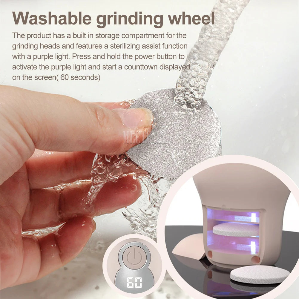 LED Screen Foot Grinder Wireless Dead Skin Callus Remover Mini Foot Drill  1600rpm 2000rpm 2800rpm with 3 Grinding Heads