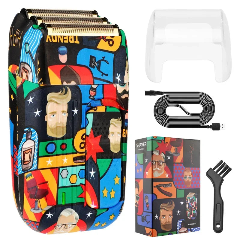 3 Blades Electric Shaver for Barber Men Powerful Rechargeable Electric Razor Head Bald Shaving Machine Wet Dry Shaver