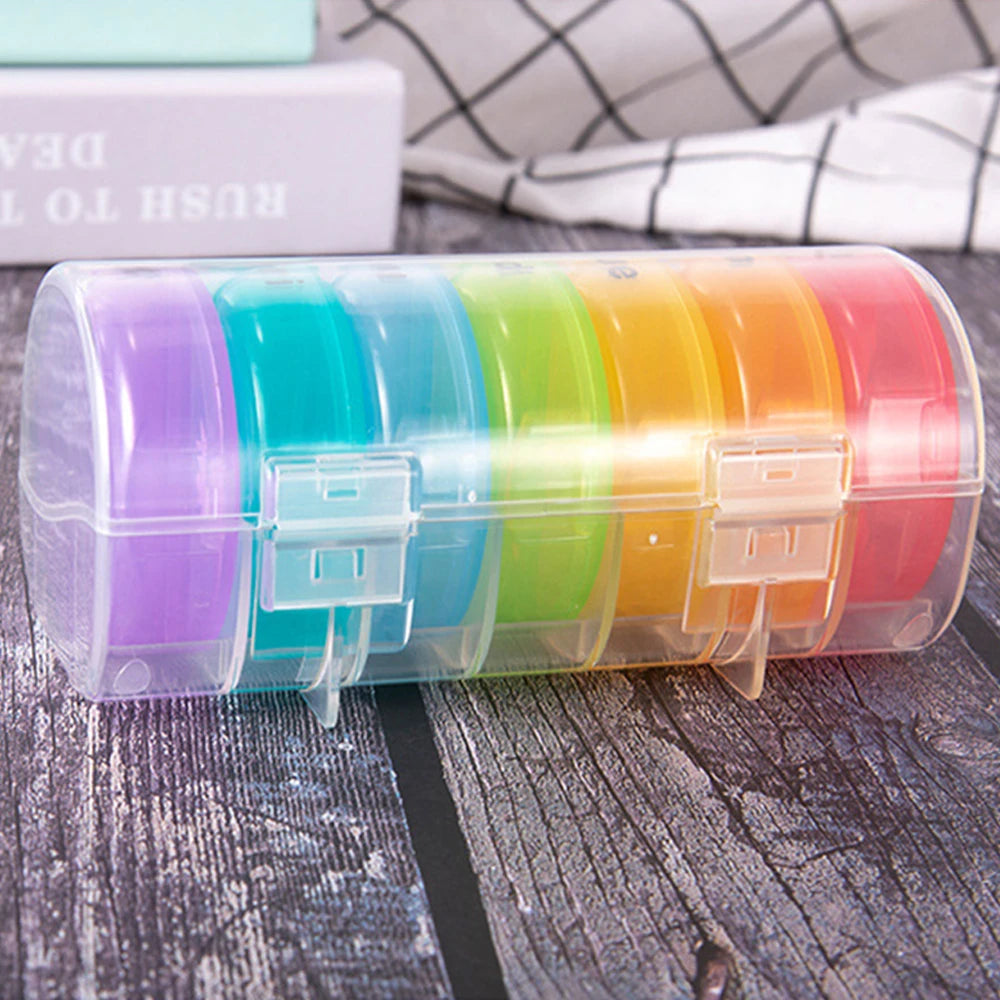 Pill Box Organizer Plastic Storage Box Container Portable Medicine Pill's Case Weekly Pillbox Hat for Tablets Rainbow 7 Days