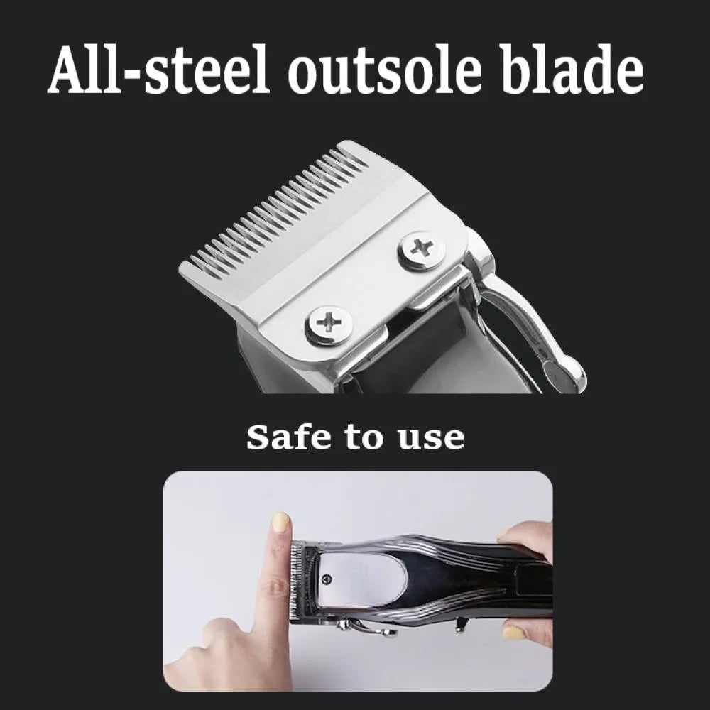 Professional Cordless Hair Clipper Rechargeable Men Hair Trimmer Adjustable Cutting Lever Barber Shop LCD Display