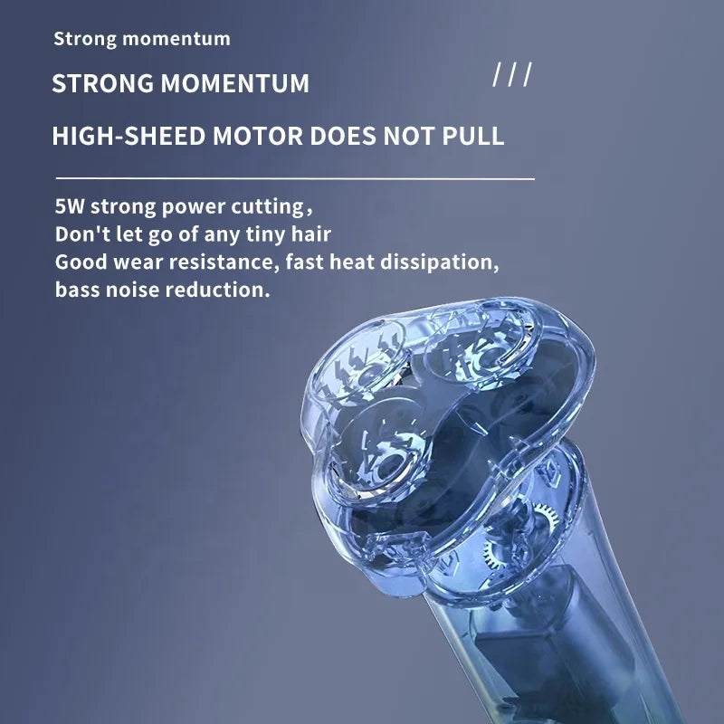 3 Blades Electric Shaver Men Rechargeable Rotary Floating Razor Beard Hair Trimmer LCD Display Shaving Machine Wet and Dry