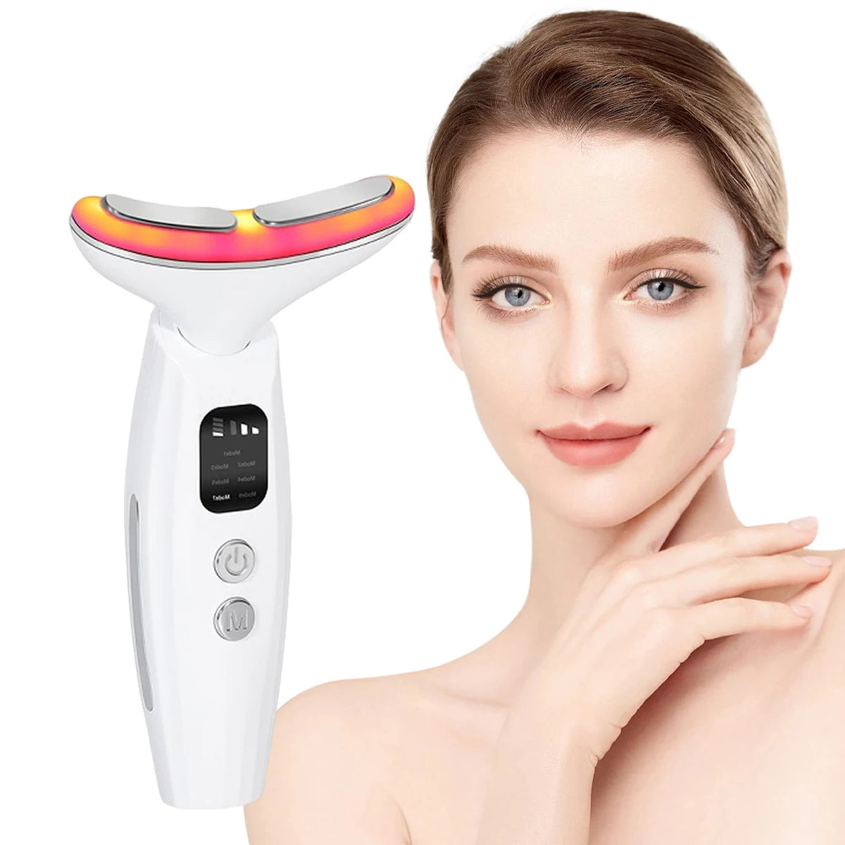 7 Colours Neck Beauty Instrument, Face Neck Body High-frequency Beauty Massage Constant Temperature Hot Compress