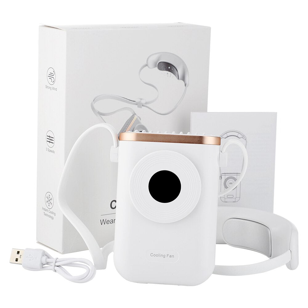 Electric Portable Neck Cooling Fan Mini  Air Conditioning Cooler Hand Wireless Travel Handheld Silent Usb Rechargeable Fan