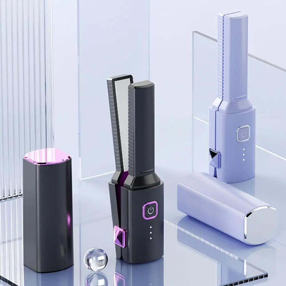 Compact Hair Straightener Electric Hair Straightener Portable Cordless Hair Styler Quick Heat Dual Purpose Straightener for Home