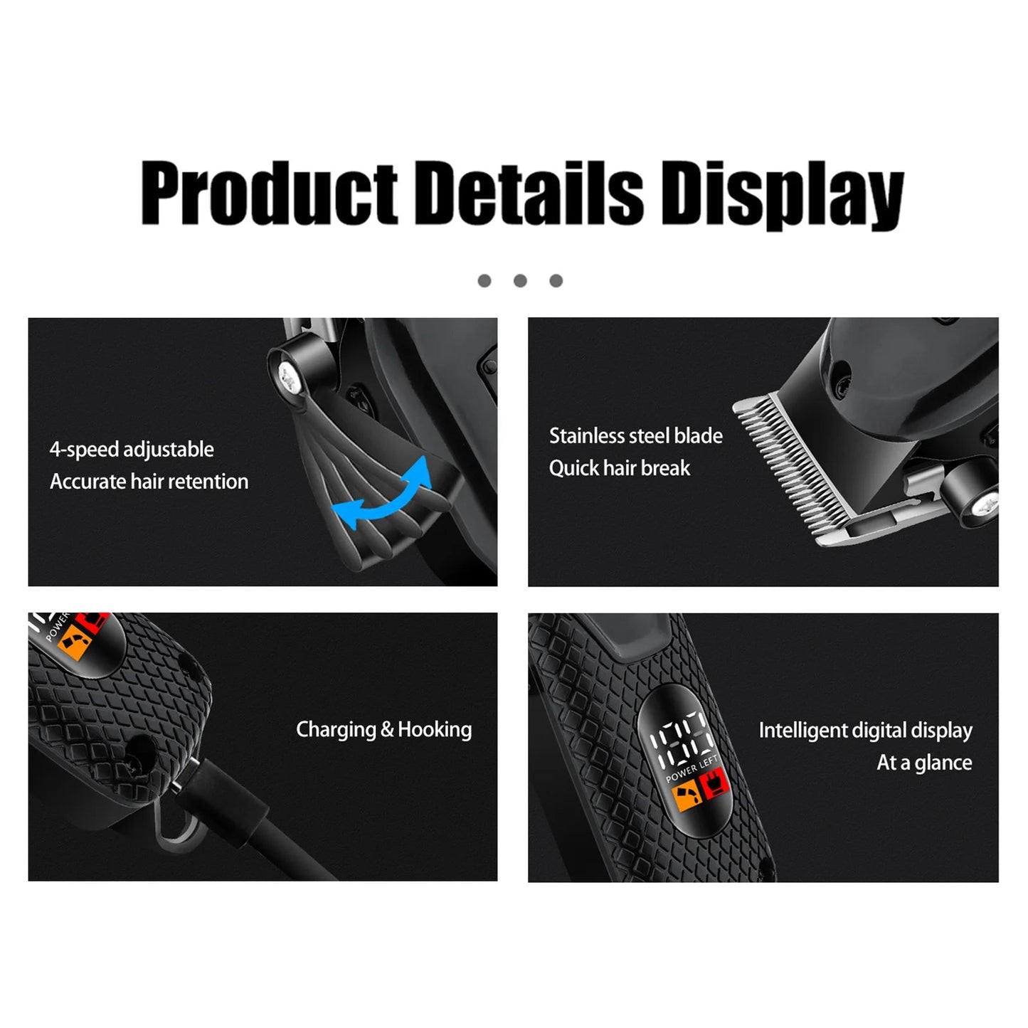 Electric Hair Trimmers Professional Hair Clipper Barber Shop Cordless hair cutting machine Wet Dry haircut shaver