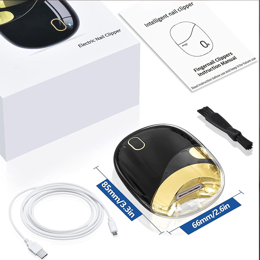 2 in 1 Shearing & Grinding Electric Nail Trimmer Nail File Kid Adult Automatic Nail Clipper Toe & Fingernail Care Manicure Tool