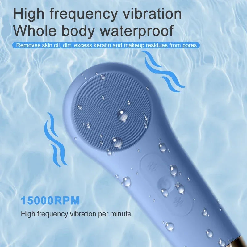 Electric Facial Cleansing Brush Silicond Ultrasonic Vibration Face Cleanser Washing Deep Pores Blackhead Cleaning Skin Massager