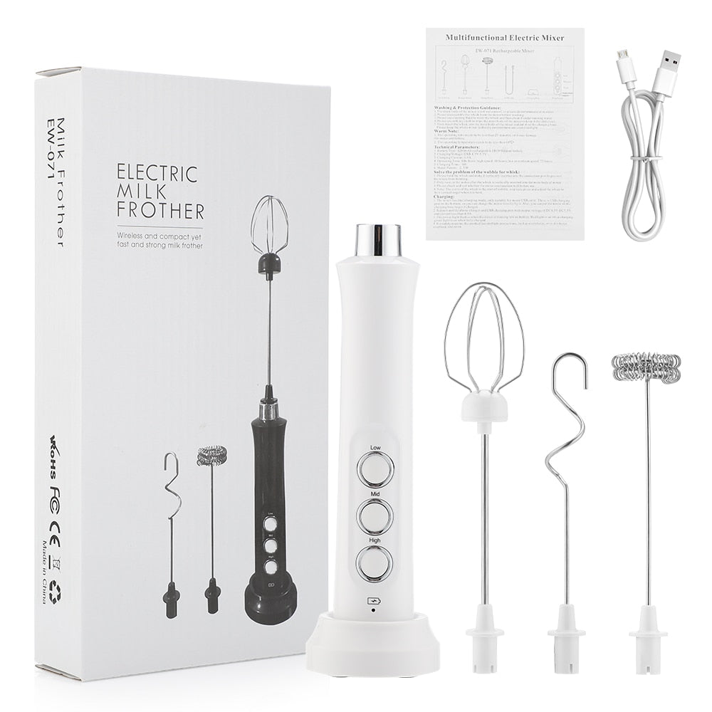 3 in 1 Milk Frother Electric Milk Foamer Coffee Blender Portable Mini Mixer Kitchen Foam Machine Blower Cappuccino Maker Beater