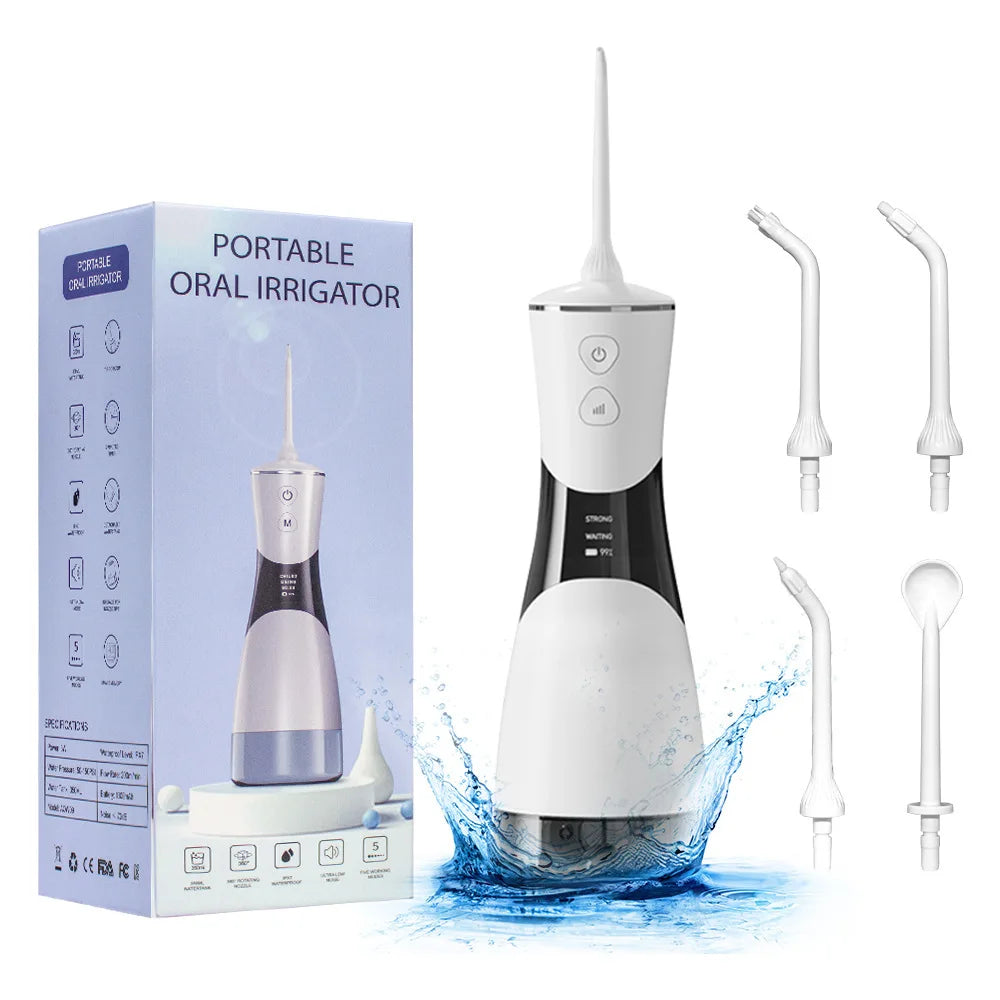 Portable Oral Irrigator Water Flosser Smart Display Rechargeable 5Mode Dental Water Jet Floss Tooth Pick 350ML Teeth Cleaner IPX7