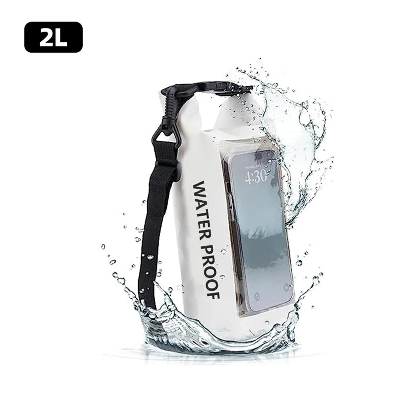 2L Swimming Dry Bag Touch Screen Outdoor Waterproof Shoulder Kayak Trekking Beach Drifting PVC Pack Rafting Surfing Boating Bag