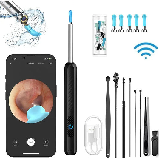 Ear Wax Removal Tool-Spade Ear Cleaner with Ear Camera1296P Ear-Scope Earwax Remover Picker with 6LED Light for Earwax Cleaning
