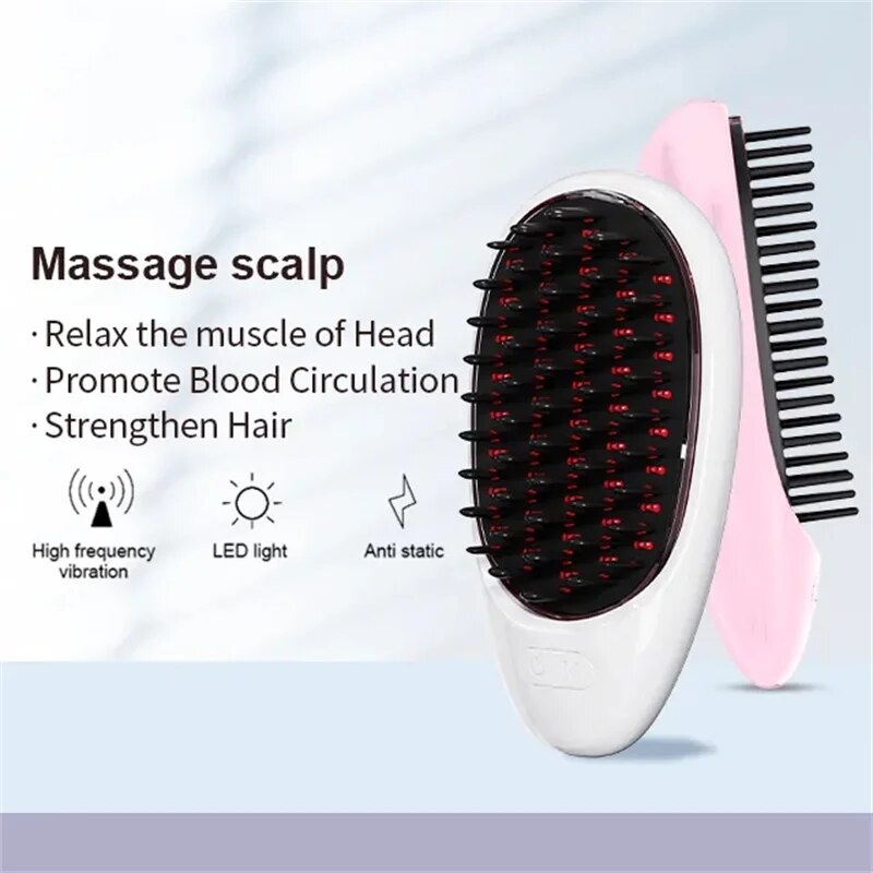 Home Use Electric Massage Comb Anti Hair Loss Vibration Massage Comb With Red Light Blue Light Laser Hair Growth Brush