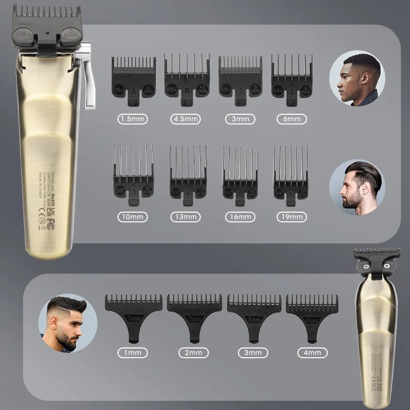2 in 1 All-metal Electric Hair Clippers Set High-power Hair Trimmer for Men Barber Hair Cutting Machine Tools