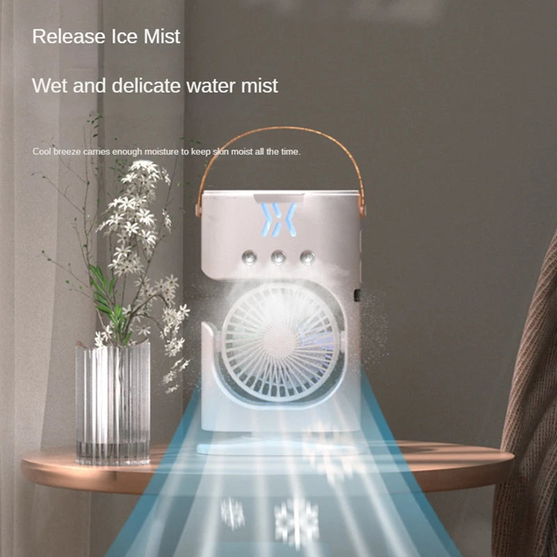 Portable Desktop Humidifier Air Conditioner Fan Household Small Air Cooler Fan Sprays Fan For Office 7 Color Lighting