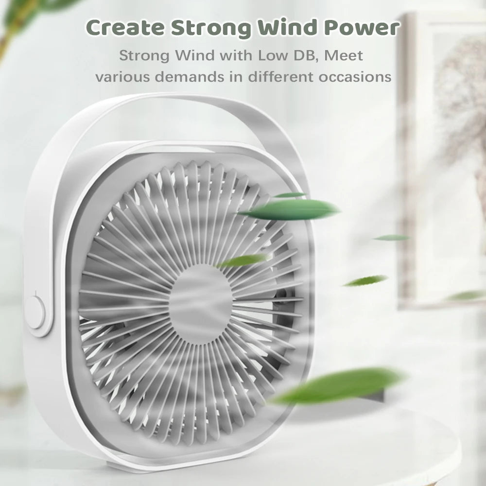 Rechageable Desktop Fan USB Fan 360° Rotatable Fan for Desk Portable Fan Mini Fan with Built-in 4000mAh Battery
