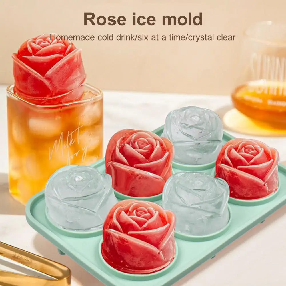Food-grade Ice Mould Food-grade Silicond Rose Ice Tray 6 Compartment Ice Ball Mold for Drinks Chocolate Candy Whisky for Milk