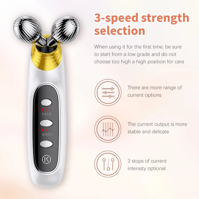4D EMS Facial Roller Massager Beauty Machine for Skin Tightening Face Eye Neck Double Chin Massage Face Lift Tool