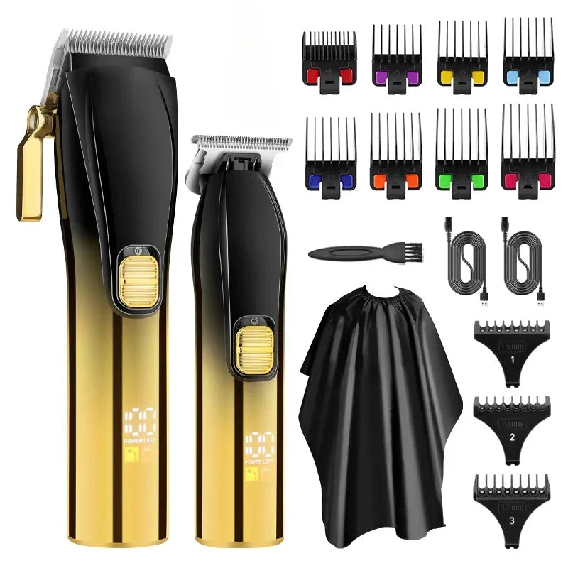 LCD Digital Display Hair Clipper Set Men's Professional Hair Clipper Oil Engraving Electric Clipper