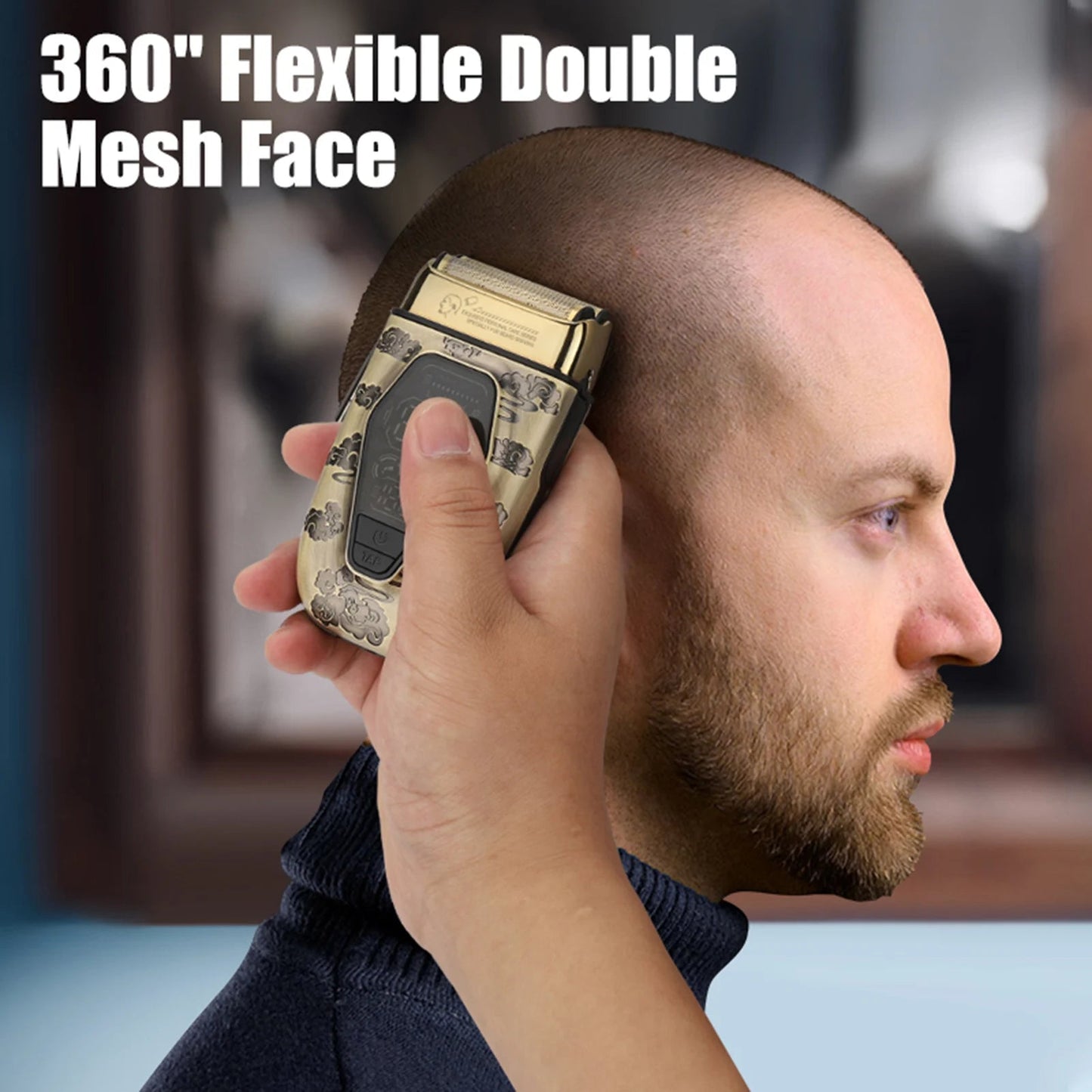 Men Razor Bald Head Hairdresser Digital Display Electric Reciprocating Razor Three speeds Metal LCD Power Display Shaving Device