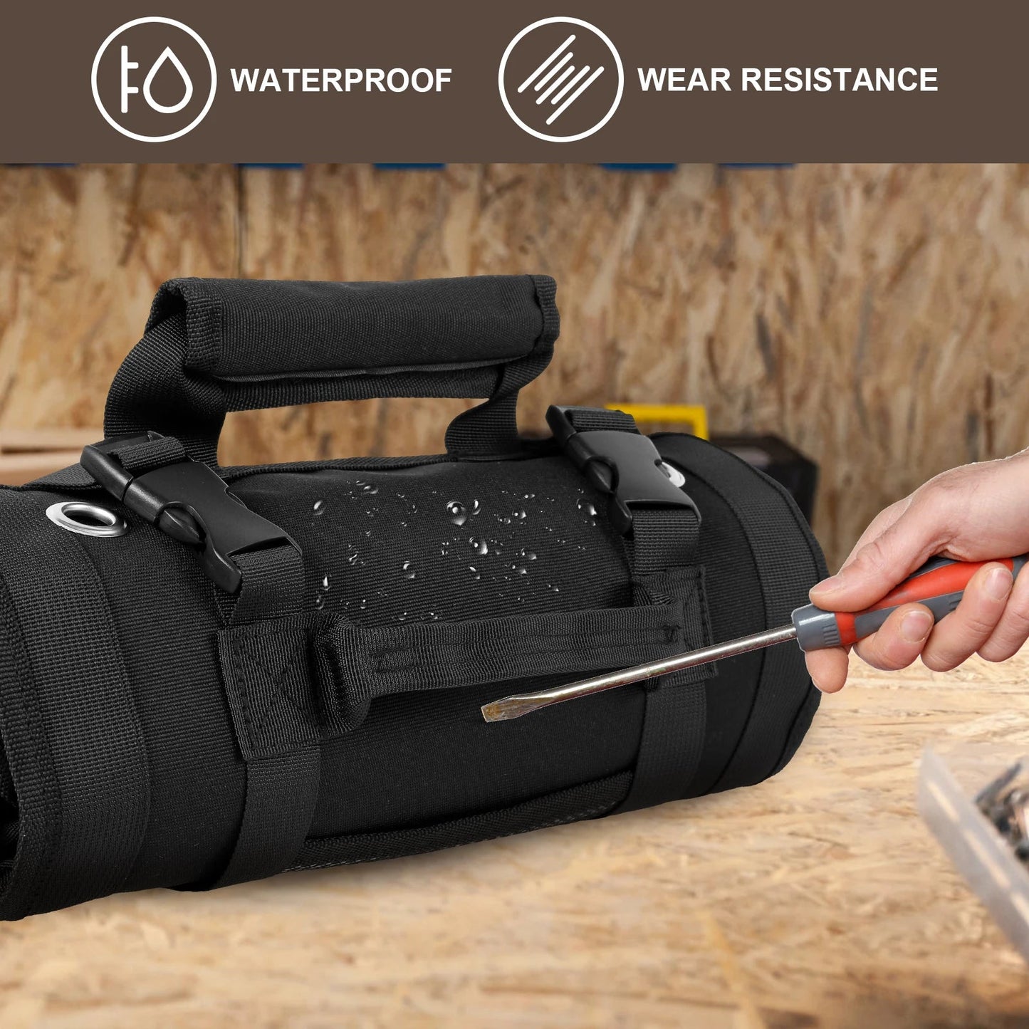 Multi-Purpose Tool Bag Roll Up Tool Bag Oxford Cloth Heavy Duty Tool Pouch Roll UP Portable Small Tools Organizer Bag