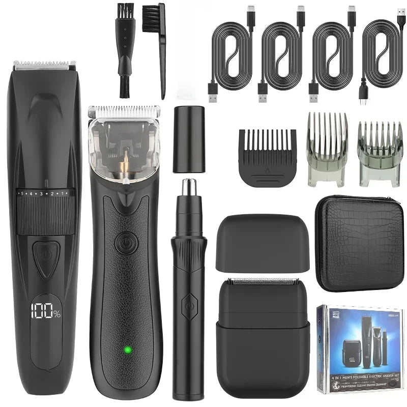 4-in-1 Men's Multi functional Hair Clipper Set Nose Hair Trimmer Electric Shaver and Beard Trimmer Grooming Tools Set