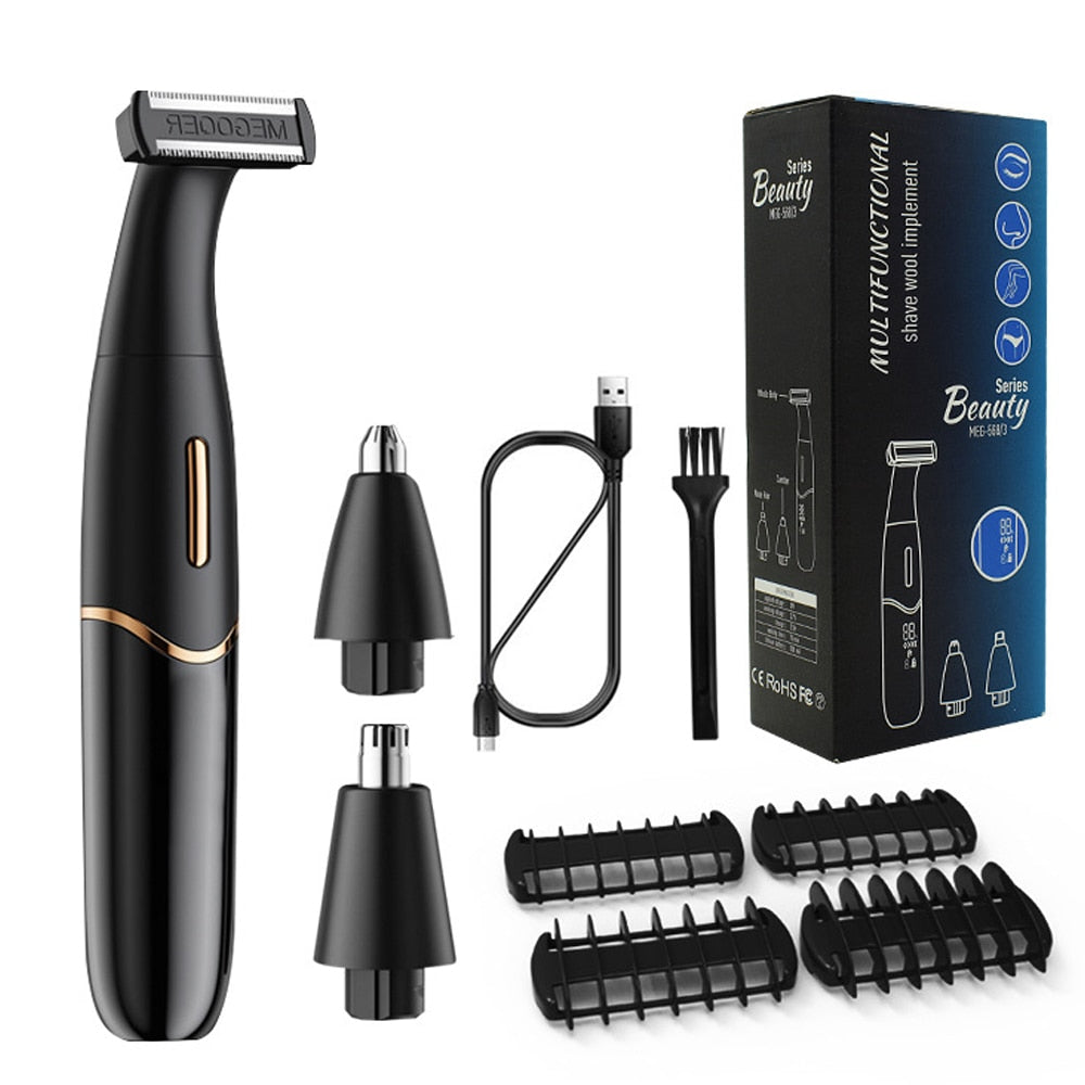 3 in 1 Electric Hair Shaver Nose Hair Trimmer Eyebrow Trimmer With LED Display Lady Shaver Bikini Line Zone Pubic Hair Removal
