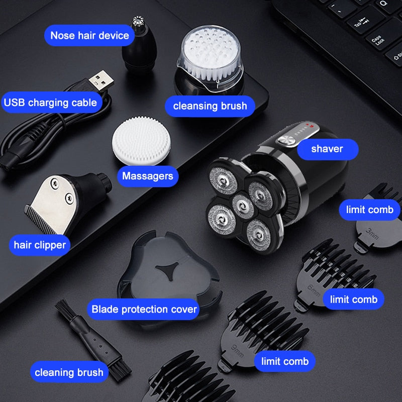 Portable 5 in 1 Men's Electric Shaver Body Trimmer USB Rechargeable Waterproof Mini Shaver Hair Trimmer Nose Hair Trimmer Razor
