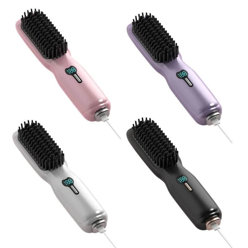 Cordless Hair Straightener Brush Hair Straightener Comb Mini Portable Straightening Comb for Travel/Home/Outdoor