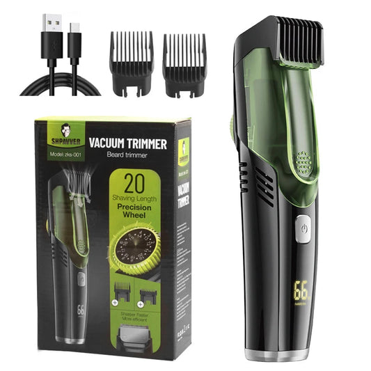Vacuum Beard Trimmer for Men Mustache Trimmer with 20 Length and Styles Adjustable Built-in Vacuum Trimmer for Mustache