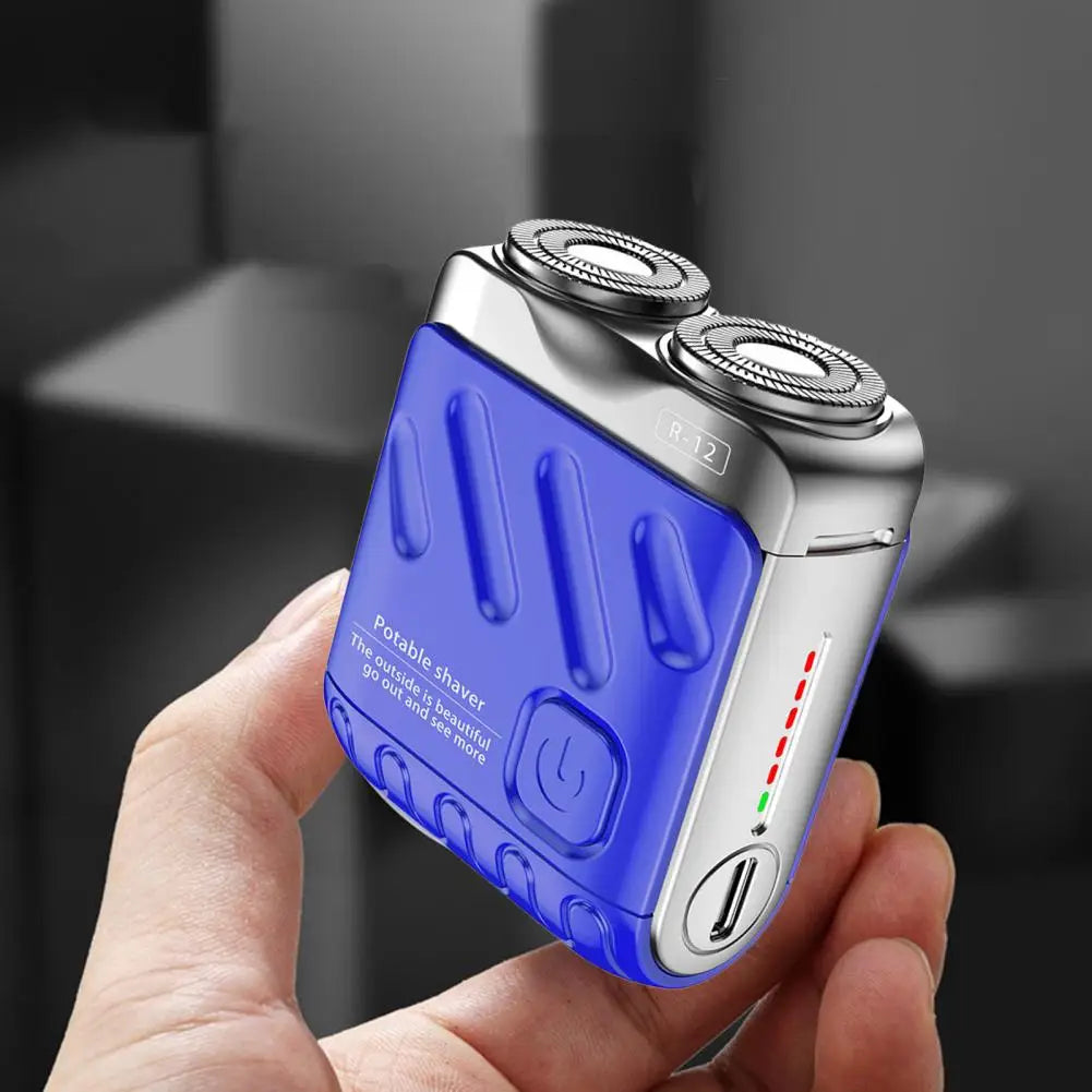 Men Electric Shaver IPX7 Waterproof Type-C Rechargeable Mini Travel Rotary Razor Portable Hair Beard Trimmer Remover Tool