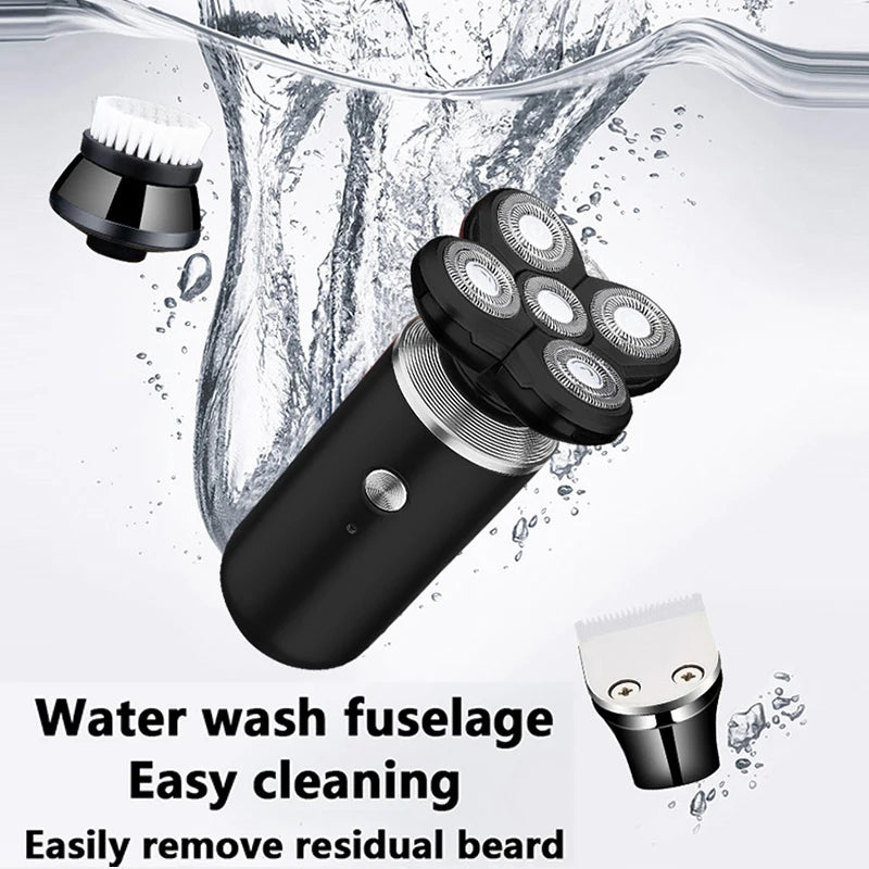 5 In1 Electric Shaver Men Beard Face Trimmer Nose Temple Mini Portable Skull Hair Cut Device Waterproof USB Charge Machine