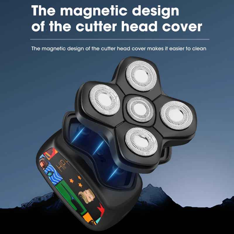 Graffiti Men's Electric Shaver Head Bald Hair Clipper Wireless Charging Men's Razor