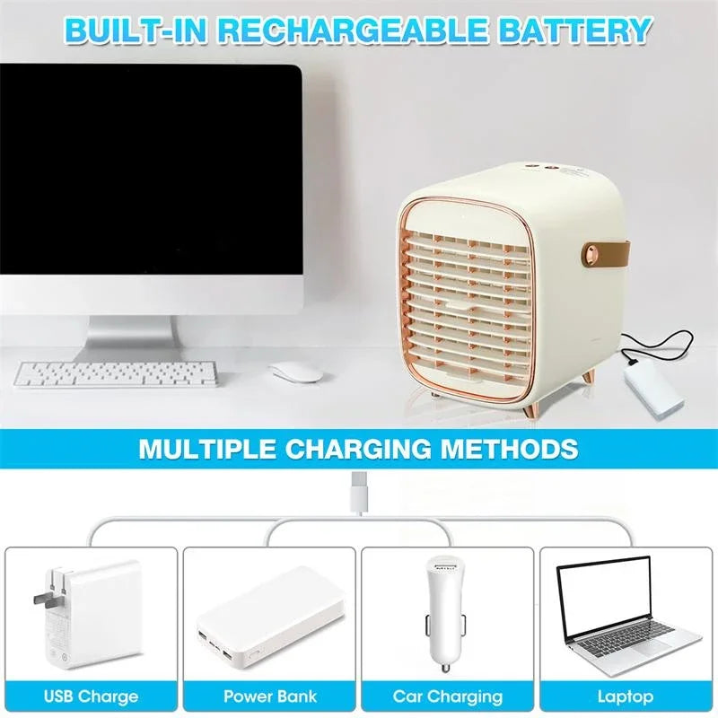 Portable Mini Air Conditioner USB Air Cooler Fan Water Cooling Fan Air Conditioning Mobile Air Conditioner For Home Office Cars