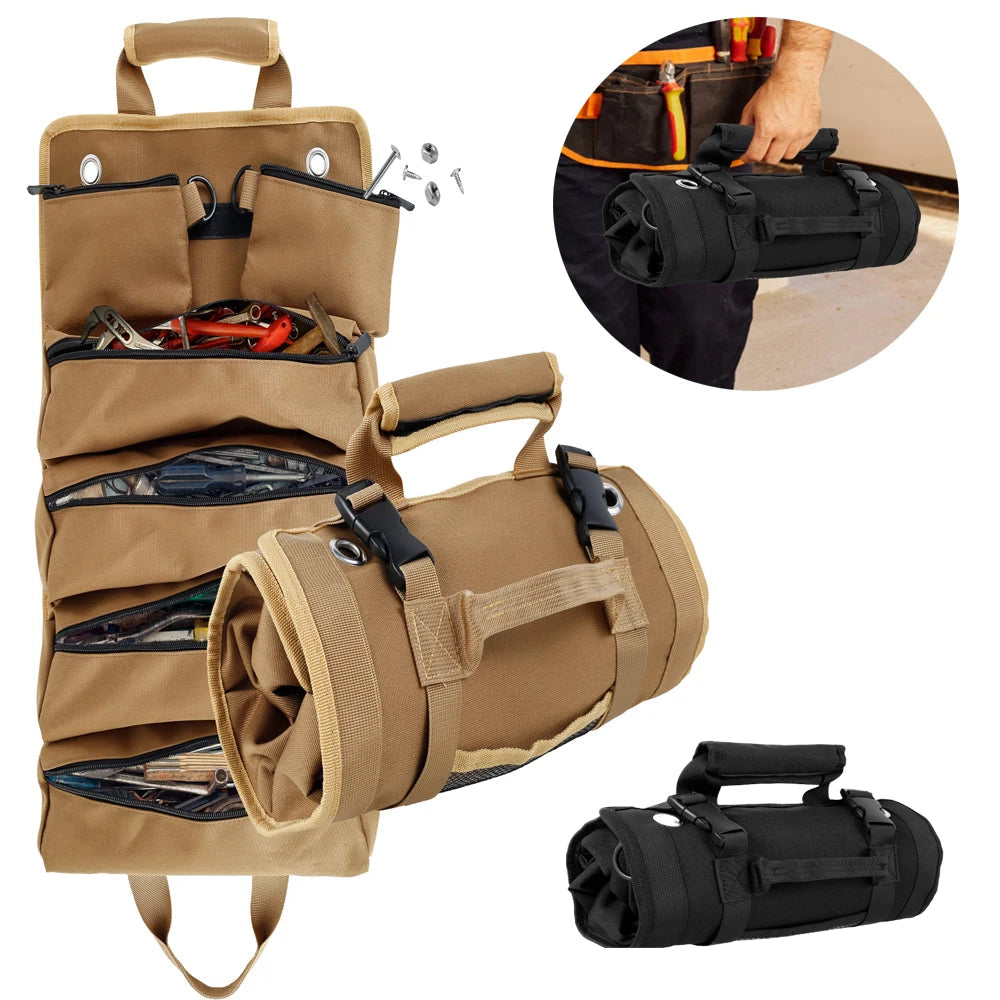 Multi-Purpose Tool Bag Roll Up Tool Bag Oxford Cloth Heavy Duty Tool Pouch Roll UP Portable Small Tools Organizer Bag