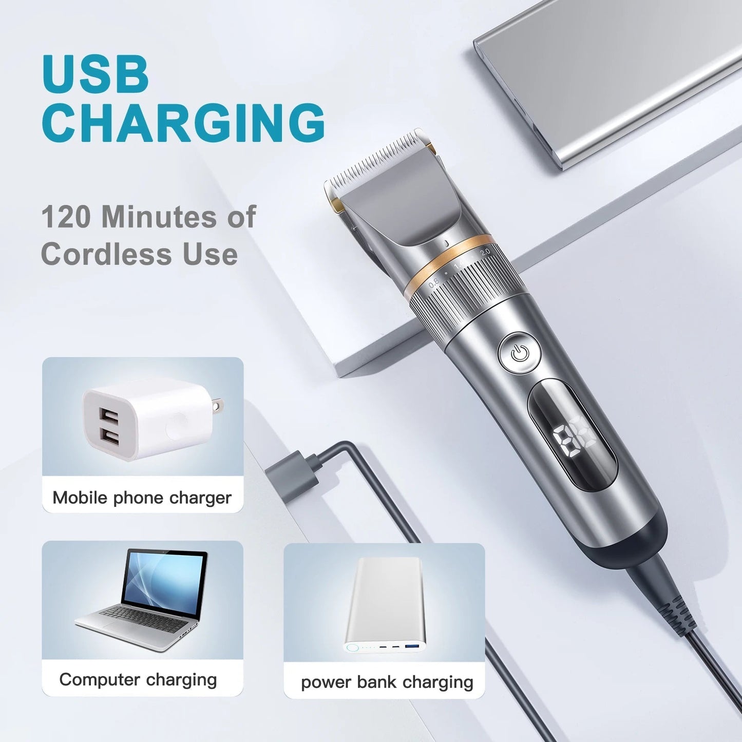 Professional Hair Clipper Haircuter Men's Barber Beard Trimmer Rechargeable Hair Cutting Machine Hair Trimmer For Men Shaver