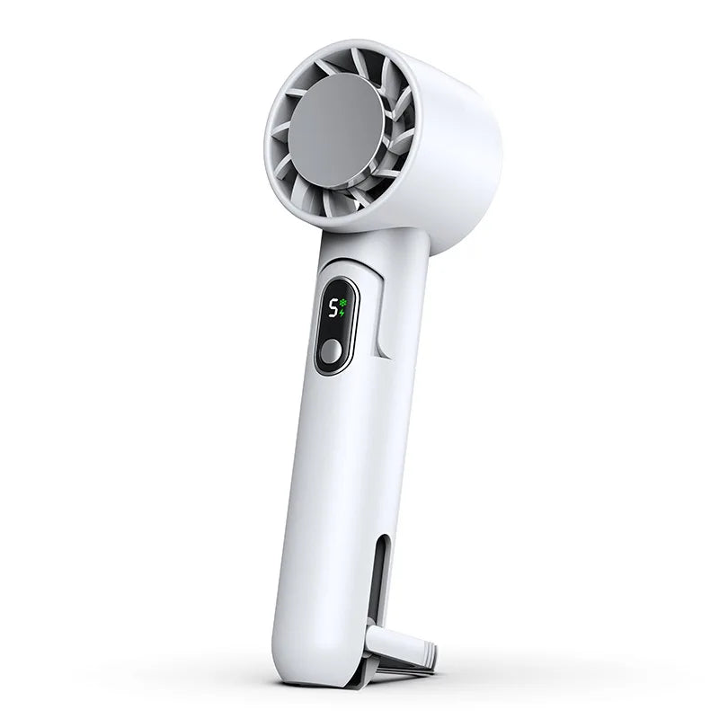 Refrigeration Handheld Fan Portable Power Bank Desktop Can Be Vertically Hung with Usb Folding Small Fan Digital Display