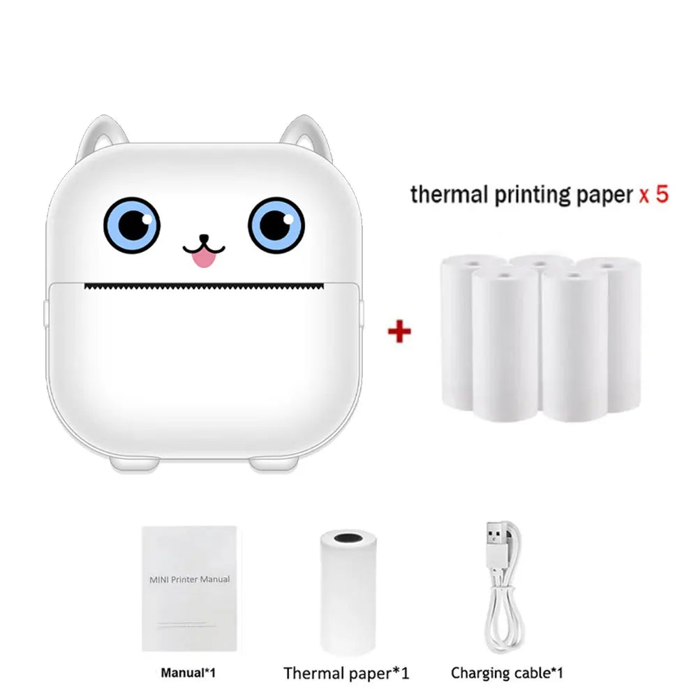 Mini Printer Thermal Photo Label Memo Study Notes Self-adhesive Label Wrong Question With USB Cable Bluetooth Multiple Fonts BT