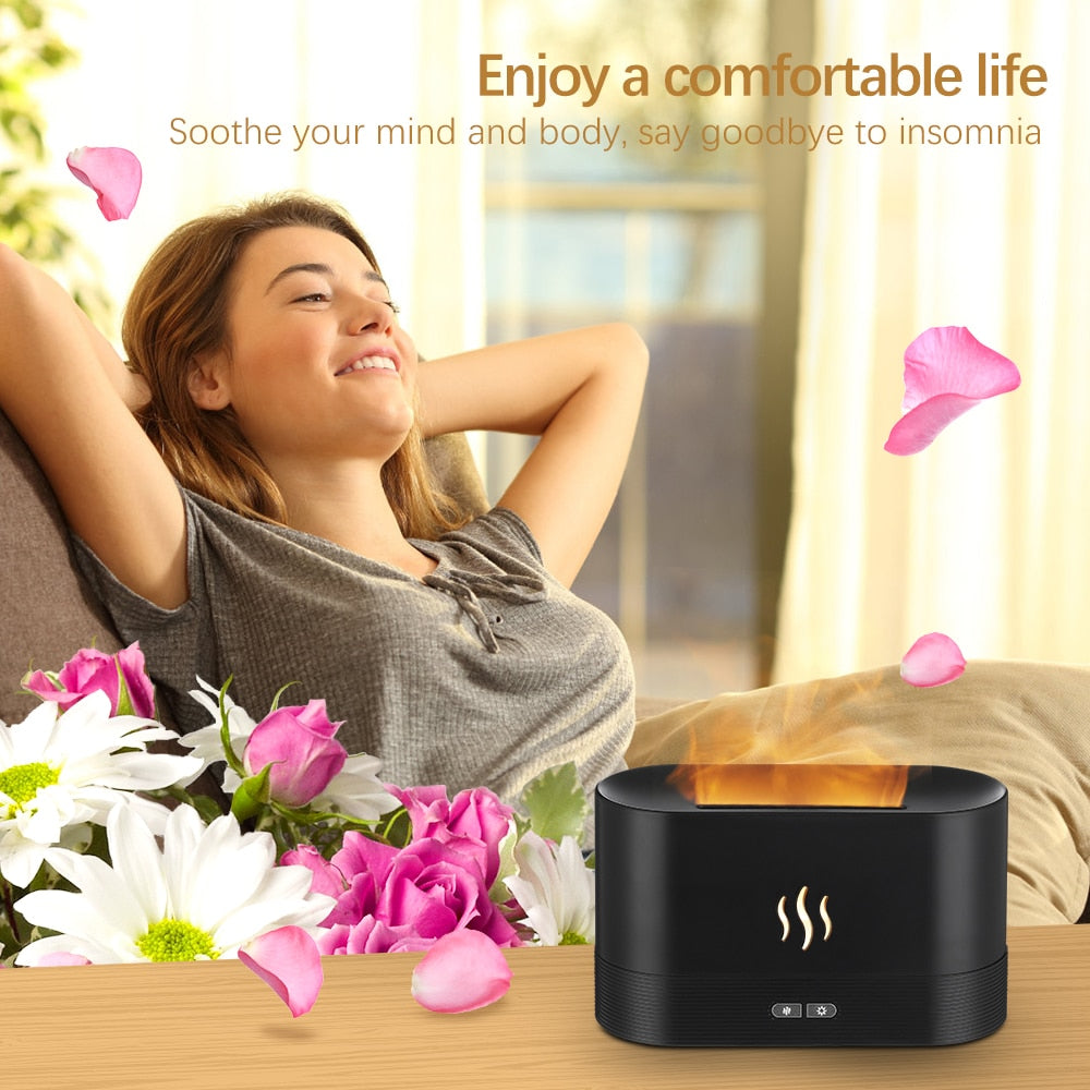 Flame Essential Oil Diffuser Air Humidifier Fragrance and Scent Aroma Diffuser Electric Smell for Home Freshener