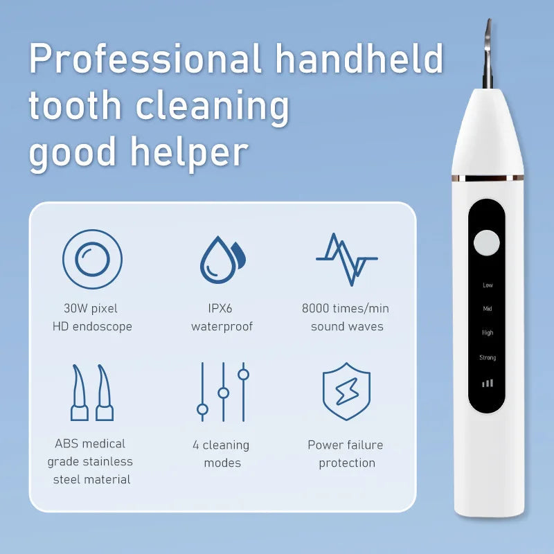 Ultrasonic Dental Scaler Electric Teeth Cleaner for Tooth Whitening Sonic Stone Plaque Scalers Tartar Stains Calculus Remover
