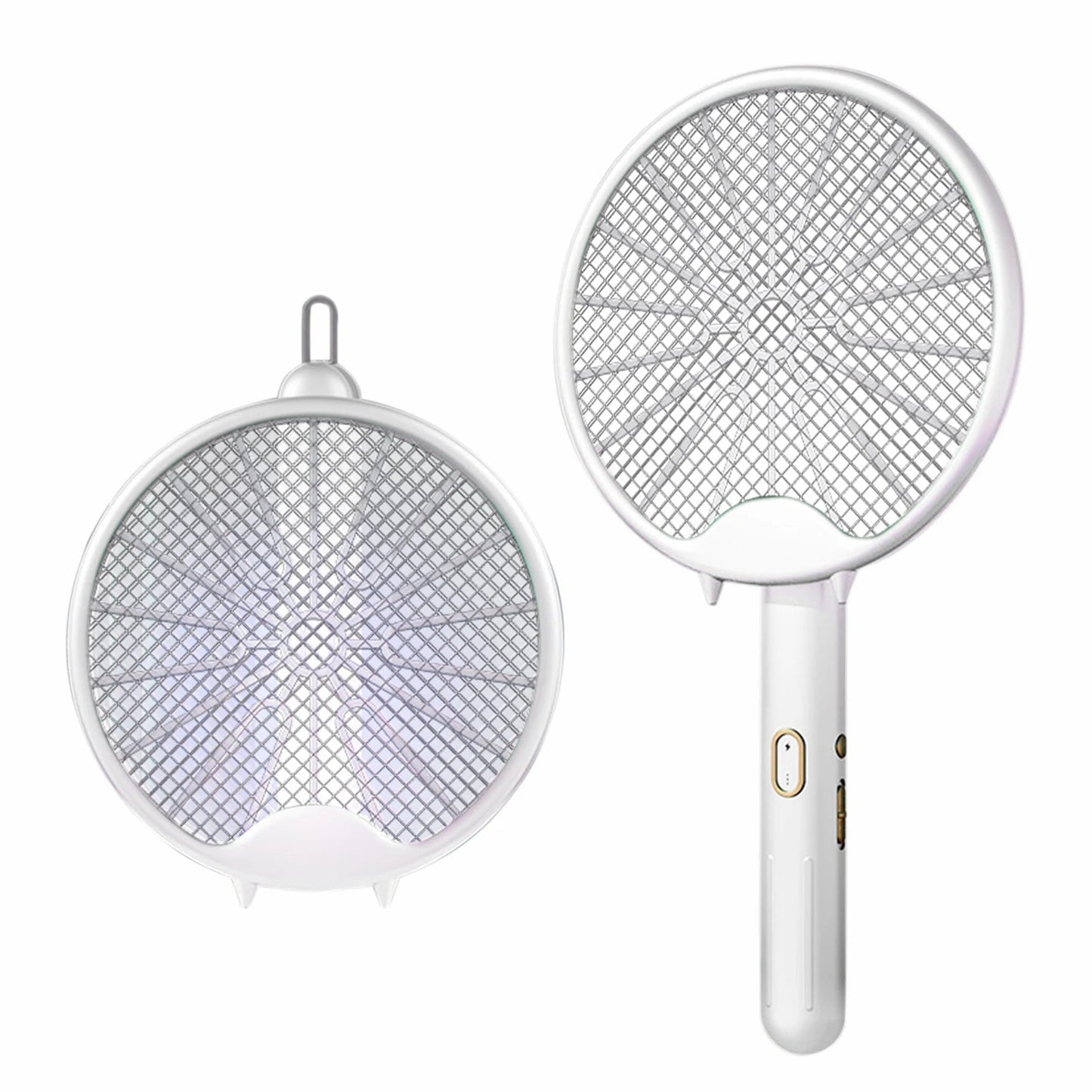 USB Electric Fly Swatters Foldable UV Light Electric Flies Shocker Rotatable 800mAh Rechargeable Pest Control for Outdoor Indoor
