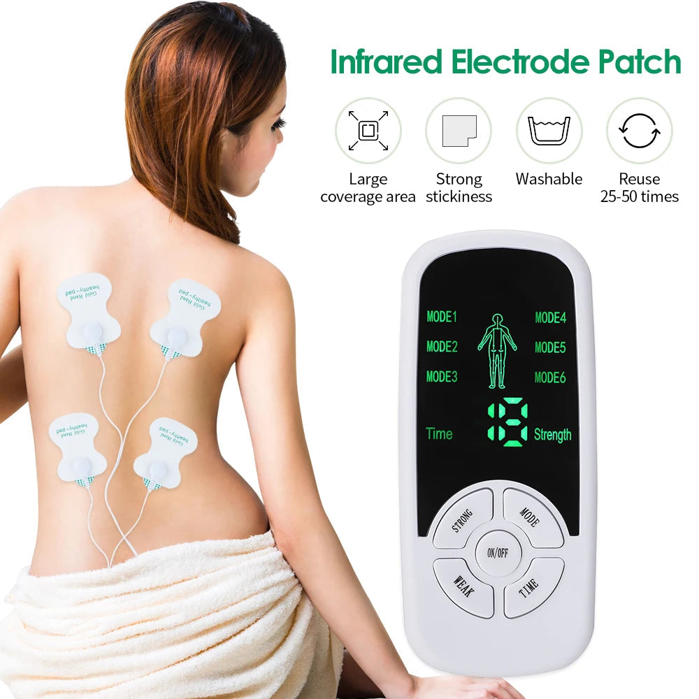 Tens Muscle Stimulator 6 Mode Electric EMS Acupuncture Body Massage Digital Slimming Machine Electro Stimulator