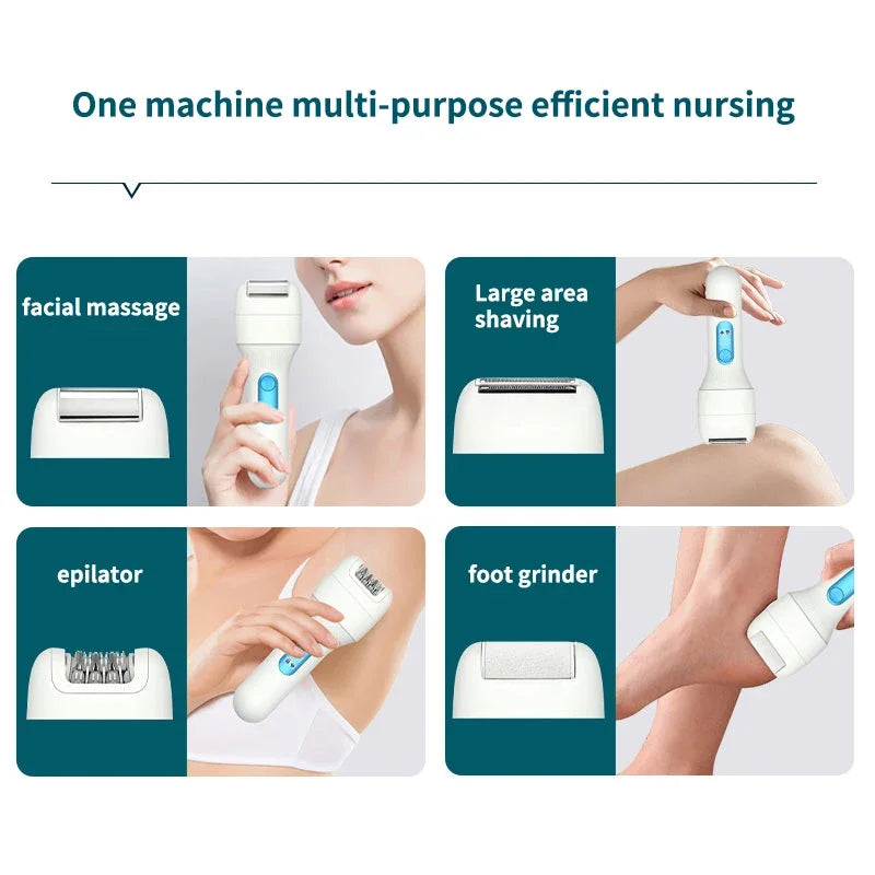 5 in 1 Electric Razors for Women Pubic Hair Epilator and Electric Callus Remover Set Wet/Dry Body Shaver Hair Removal for Legs