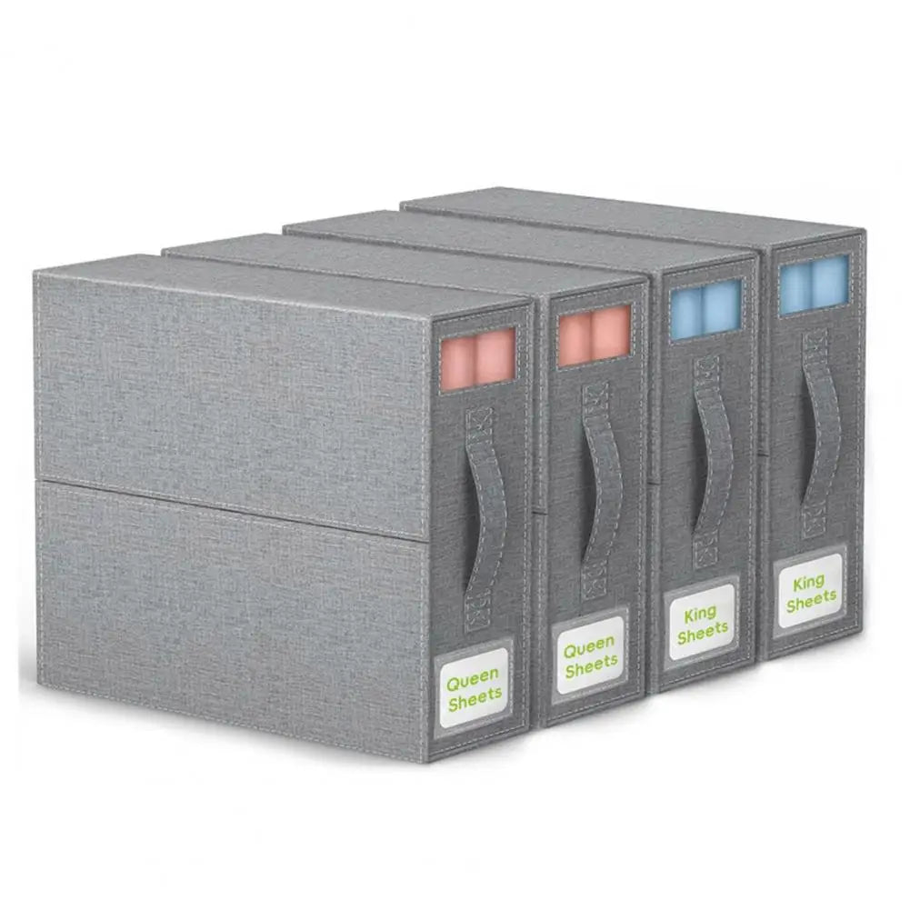 Portable Handle Bed Sheet Box Bed Sheet Storage Box Capacity Bed Sheet Storage Box with Window Dust Proof Foldable for Clothes