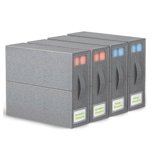 Portable Handle Bed Sheet Box Bed Sheet Storage Box Capacity Bed Sheet Storage Box with Window Dust Proof Foldable for Clothes