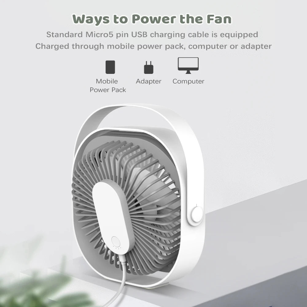 Rechageable Desktop Fan USB Fan 360° Rotatable Fan for Desk Portable Fan Mini Fan with Built-in 4000mAh Battery