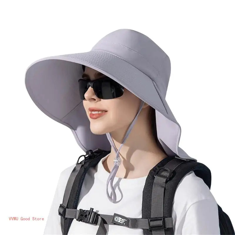 Hat With Neck Flap Hiking With Ponytail Hole Fishing Bucket Available in 7 Colors Sun Protection Dirt Resistant